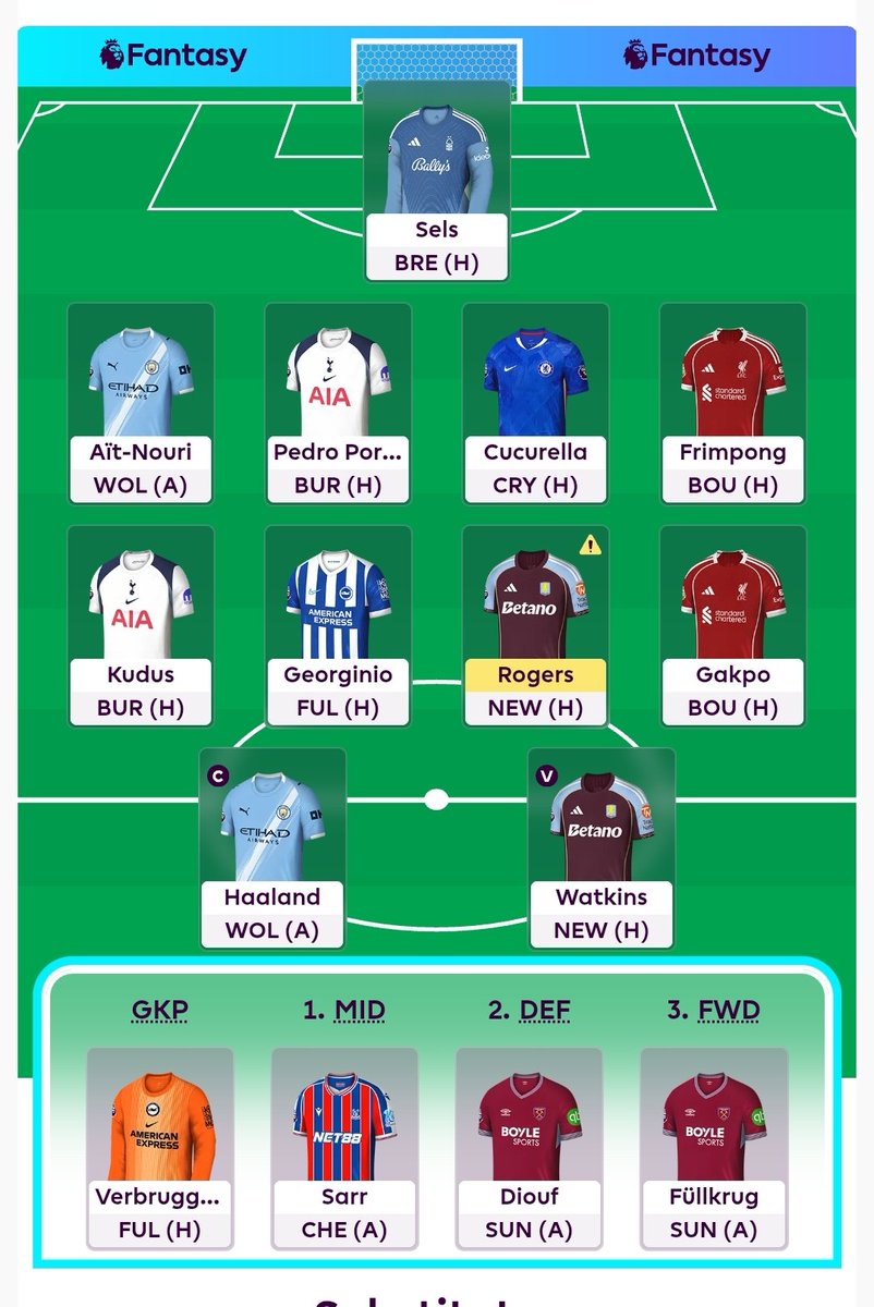 FPLRedEagle's tweet photo. @FPL_Harry @NotMartinBalogh Looks really good... Similar but going for BB GW1 https://t.co/dglJjufaxA