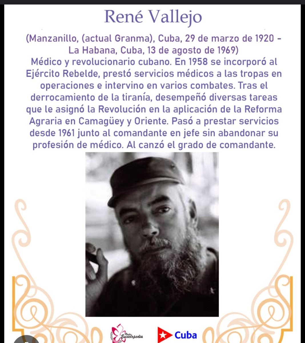 René Vallejo, médico cubano y colaborador cercano de Fidel Castro, conocido por su compromiso revolucionario y humanismo.
#CubaViveEnSuHistoria