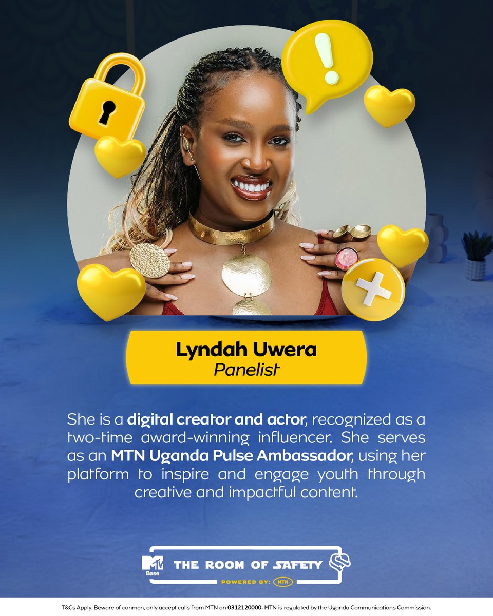 mtnug's tweet photo. .@UweraLyndah will be live as a panelist on the #RoomOfSafety X Space right here on our page today at 7pm. Tune in. #HelpChildrenBeChildren #ClickWithCourage #MTNOnlineSafety #YouthOnlineSafety #StaySafeOnline https://t.co/DQtbOWDM4a