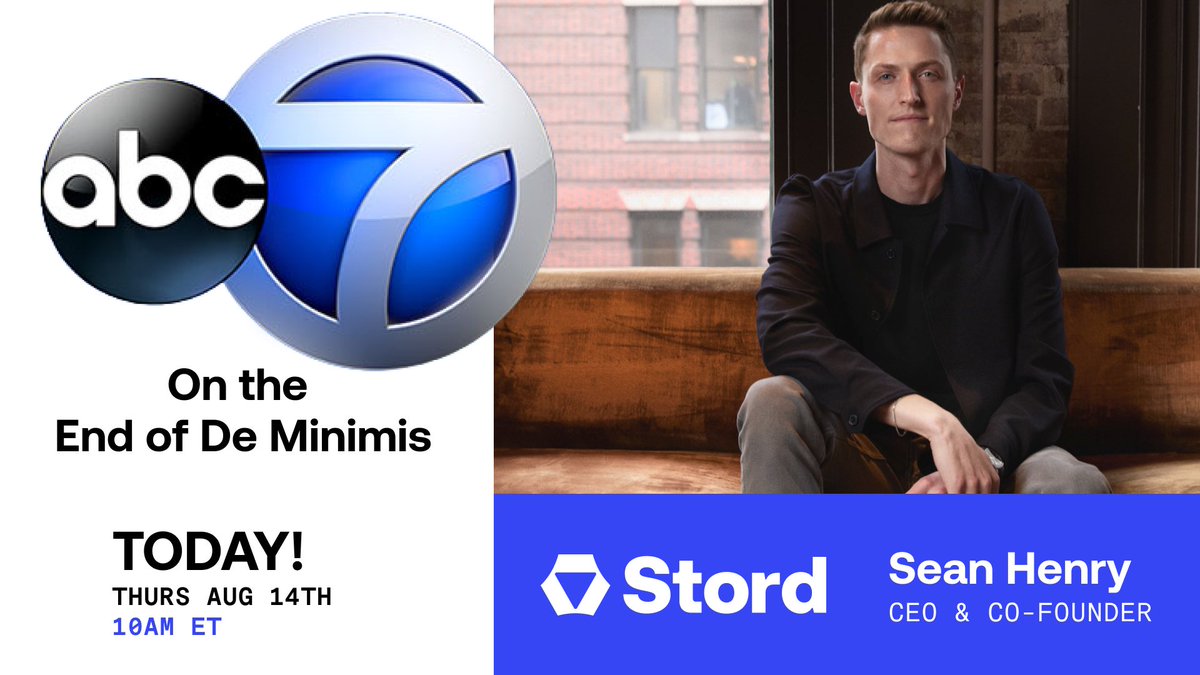 Heading to NYC to talk all things De Minimis with <a href="/PedroRiveraTV/">Pedro Rivera</a>, <a href="/ShirleenAllicot/">Shirleen Allicot</a> and <a href="/danibeckstrom/">Dani Beckstrom</a> on <a href="/ABC7NY/">Eyewitness News</a>

Honored to share some insights on how brands can mitigate this latest disruption and improve their customer experience.

Watch the conversation at 10am Eastern today