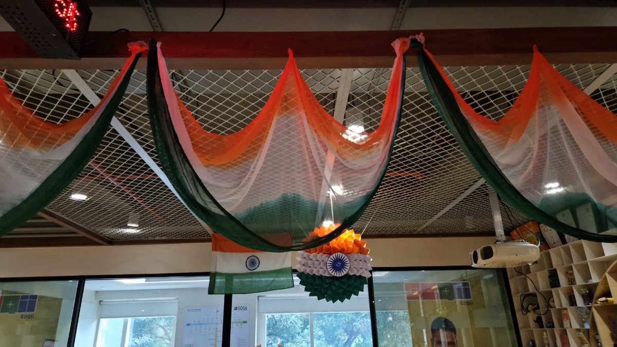 GOQii's tweet photo. Earlier today, we came together to sing the national anthem, share healthy treats and admire the beautiful tricolour decor β lovingly handcrafted by our talented housekeeping team. ππ€π§‘
Hereβs to health, unity and the spirit of freedom!
#IndependenceDay #BeTheForce https://t.co/dStUPg9Uxj