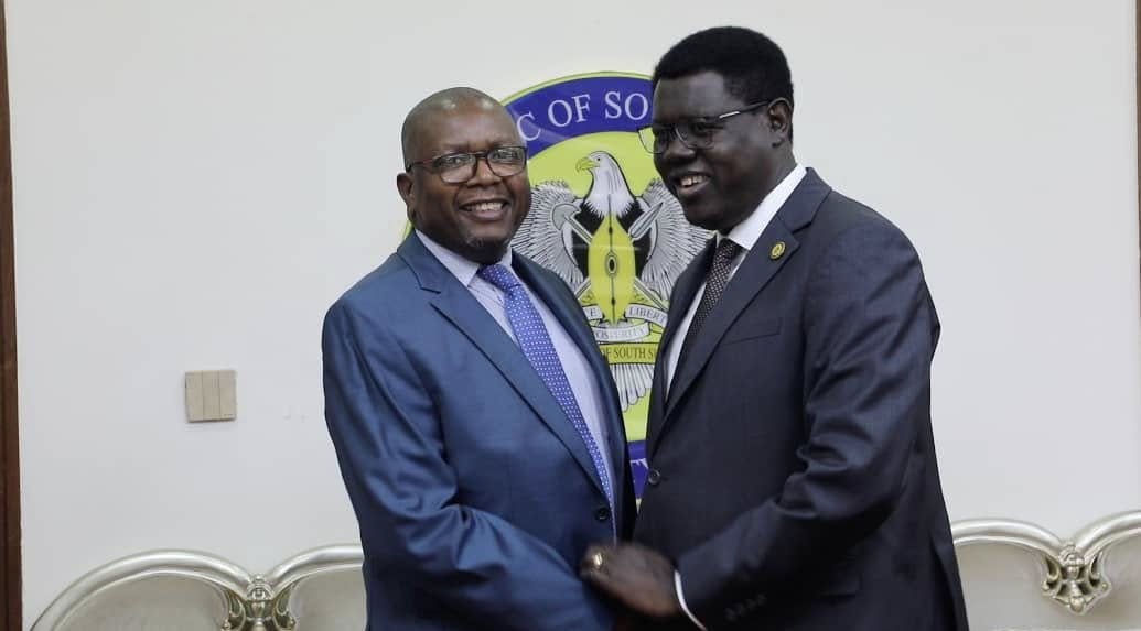 Foreign Minister Semaya Kumba held a courtesy meeting with Kenya's ambassador to South Sudan, H.E. Jeremy N. Ndola, to enhance diplomatic relations between the two nations.