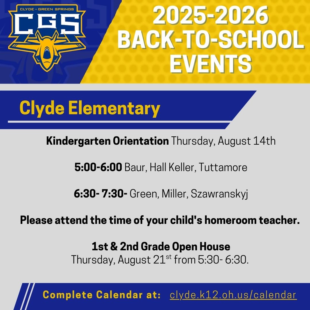 📅 Kindergarten Orientation
Thursday, August 14th
🏫 Please attend at the time of your child’s homeroom teacher:
🕔 5:00–6:00 PM – Baur, Hall Keller, Tuttamore
🕡 6:30–7:30 PM – Green, Miller, Szawranskyj
📅 1st &amp; 2nd Grade Open House
Thursday, August 21st | 5:30–6:30 PM
