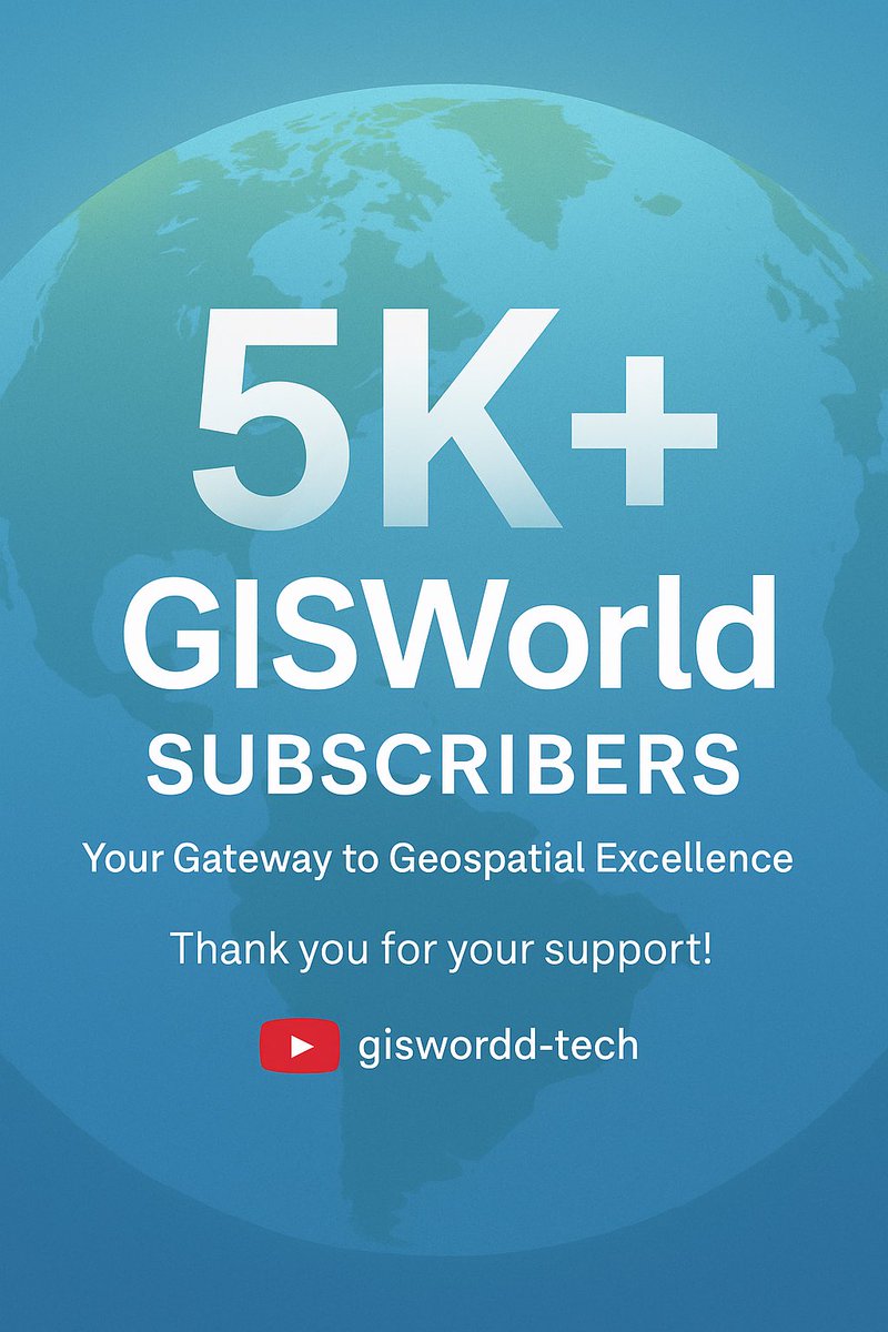 GISWorld_de's tweet image. 🌍 We’ve hit 5,000+ subscribers! 🚀
We’re excited to share that GISWorld has officially crossed the 5K subscriber mark on YouTube!
 This milestone is more than just a number — it’s a reflection of the amazing global GIS community. #QGIS #CesiumJS #GIS #YouTube