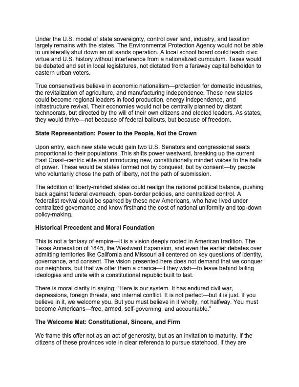 TheMaineWire's tweet photo. Maine Senator Joe Martin (R-Oxford) has sent a lengthy letter to several Canadian officials titled "A Vision for Welcoming Western Canada in the United States."
"If the people of British Columbia, Alberta, Saskatchewan, and Manitoba are ready to stand beside us - not as neighbors or trade partners but as citizens- then let us raise the flag, sign the compacts, and welcome them into a family worth defending."