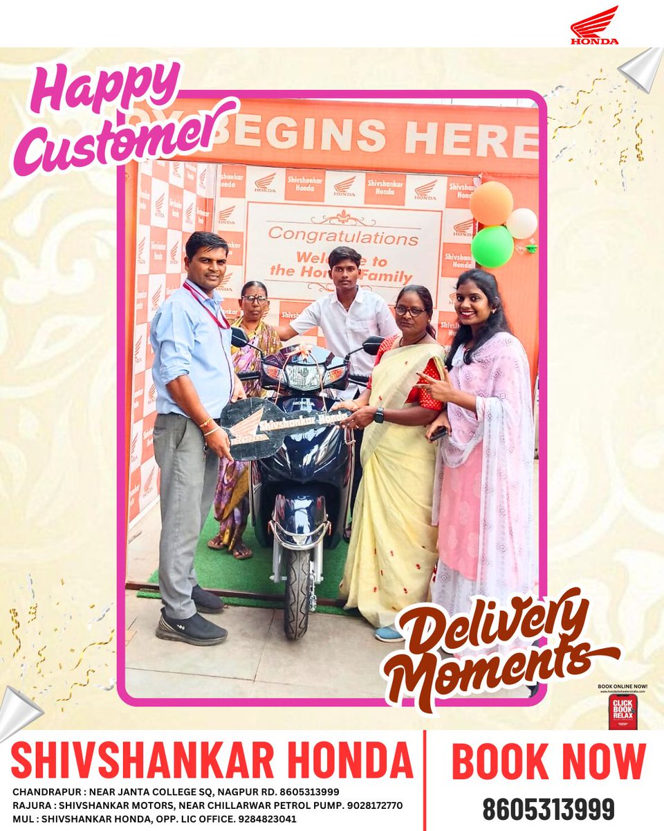ShivshankarHon2's tweet image. Another happy delivery! 🏍✨ Welcome to the Shivshankar Honda family.
📞 8605313999 | 9028172770 | 9284823041
#HappyCustomer #Honda #NewBikeDay #HondaFamily