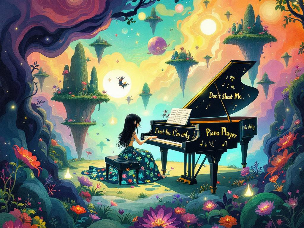 Image by Mistral: "Don't Shoot Me, I'm Only the Piano Player" - Elton John