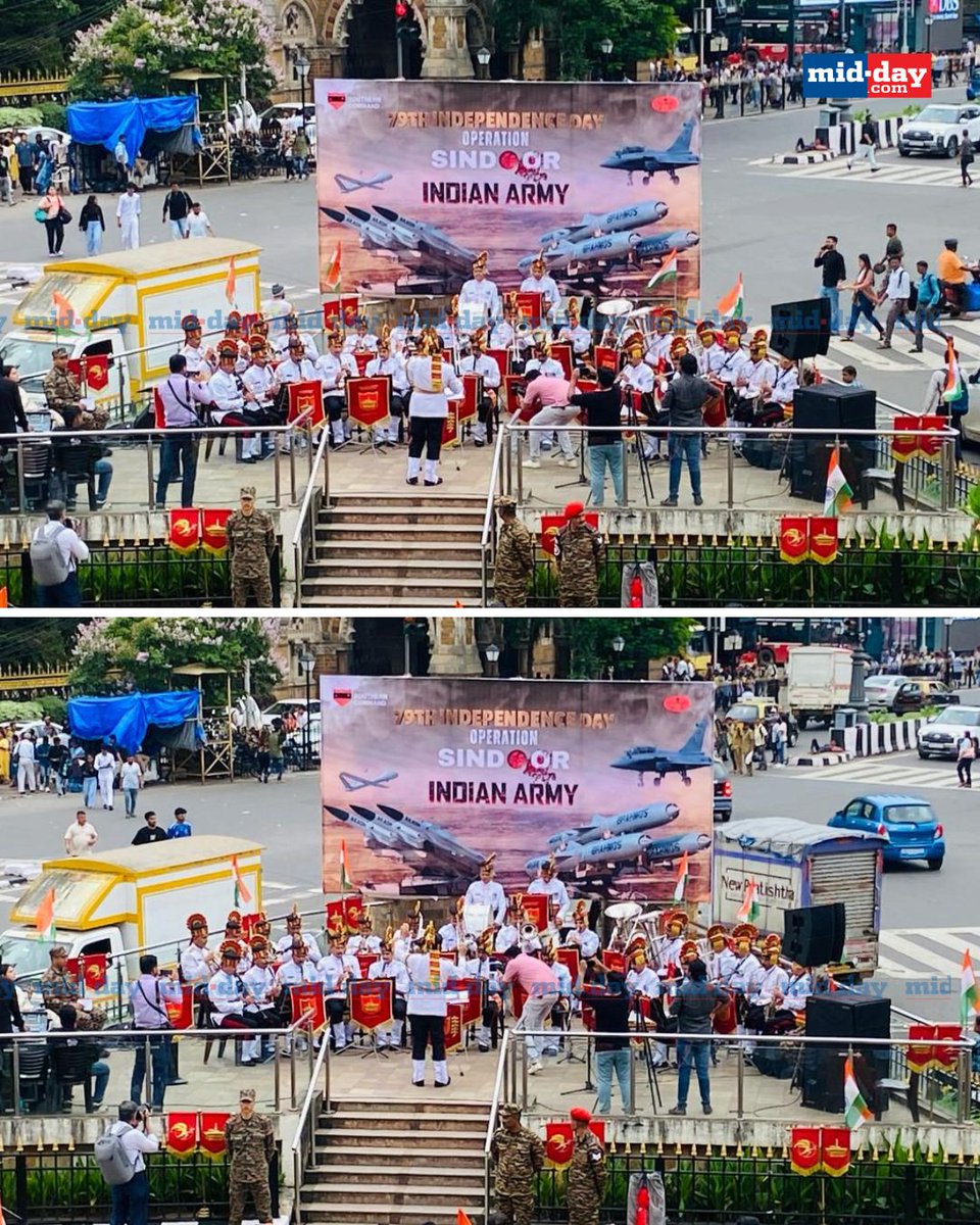 mid_day's tweet image. The Indian Army Band from the Mechanised Infantry Regiment performs at the CSMT junction, playing martial tunes, patriotic songs, and classic melodies as part of the 79th Independence Day celebrations.

PC: @khanshadab1982 

#IndianArmy #ArmyBand #CSMT #IndependenceDay