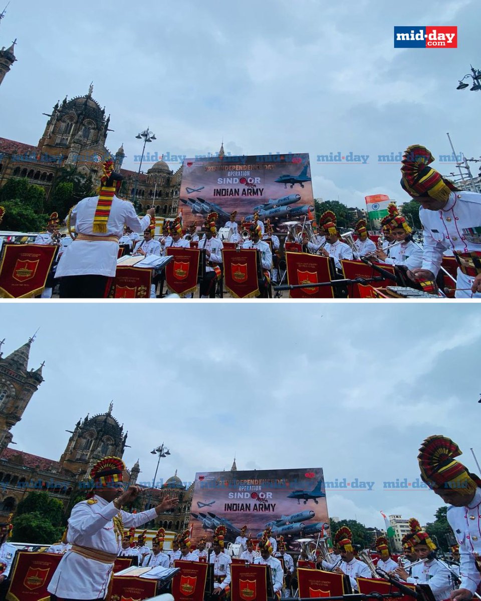 mid_day's tweet image. The Indian Army Band from the Mechanised Infantry Regiment performs at the CSMT junction, playing martial tunes, patriotic songs, and classic melodies as part of the 79th Independence Day celebrations.

PC: @khanshadab1982 

#IndianArmy #ArmyBand #CSMT #IndependenceDay