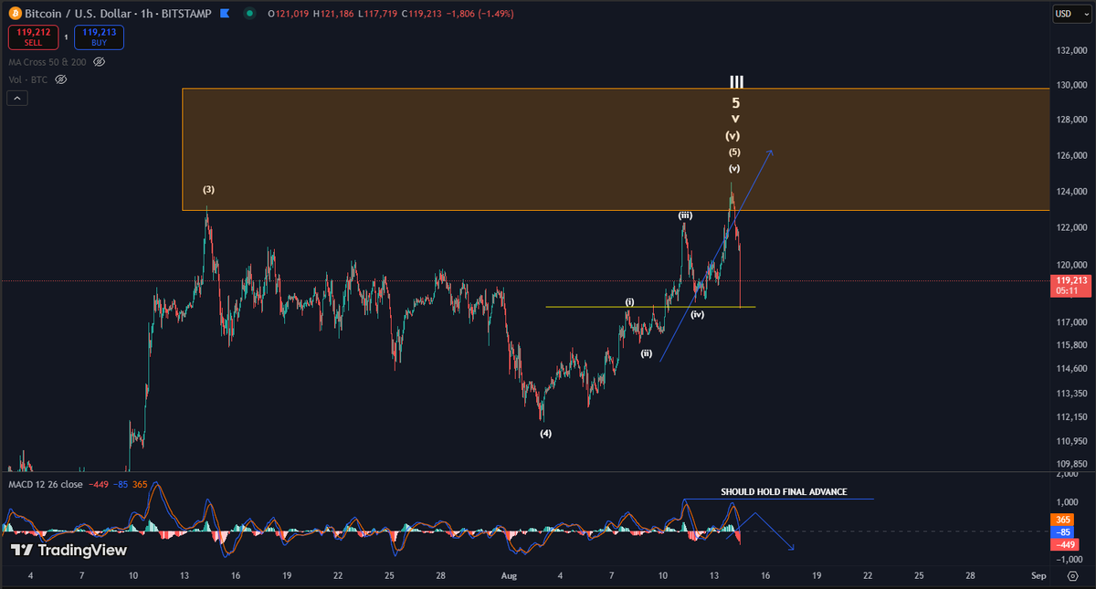 $BTC Is the Cycle Top complete?

Price made ever wave into the target box, while on negative divergence to create a wave (v). But then immediately flushed lower and took out the wave (iv), which is an initial crack in the bullish narrative. Still much pattern that needs to