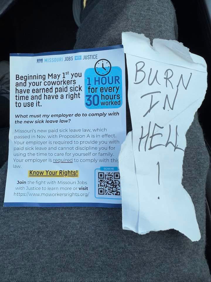 Found on my windshield when we left Wal-Mart this morning. I didn’t know my fan club got up this early! Good thing I’m saved by grace.