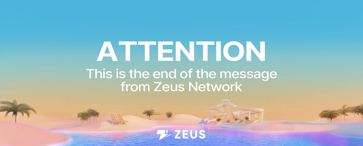 Zeus Network 的注意信息，沙漠海滩景象