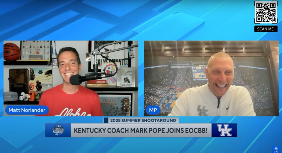 Matt Norlander (@mattnorlander) on Twitter photo Got a biggie for today: <a href="/KentuckyMBB/">Kentucky Men’s Basketball</a>'s <a href="/CoachMarkPope/">Mark Pope</a> joins the <a href="/EyeOnCBBPodcast/">Eye On College Basketball Podcast</a> for a 70-minute conversation about his life, a full roster rundown, what he'd change about college basketball and tons more.
Watch here: youtube.com/watch?v=Rm6nmT… Got a biggie for today: <a href="/KentuckyMBB/">Kentucky Men’s Basketball</a>'s <a href="/CoachMarkPope/">Mark Pope</a> joins the <a href="/EyeOnCBBPodcast/">Eye On College Basketball Podcast</a> for a 70-minute conversation about his life, a full roster rundown, what he'd change about college basketball and tons more.
Watch here: youtube.com/watch?v=Rm6nmT…