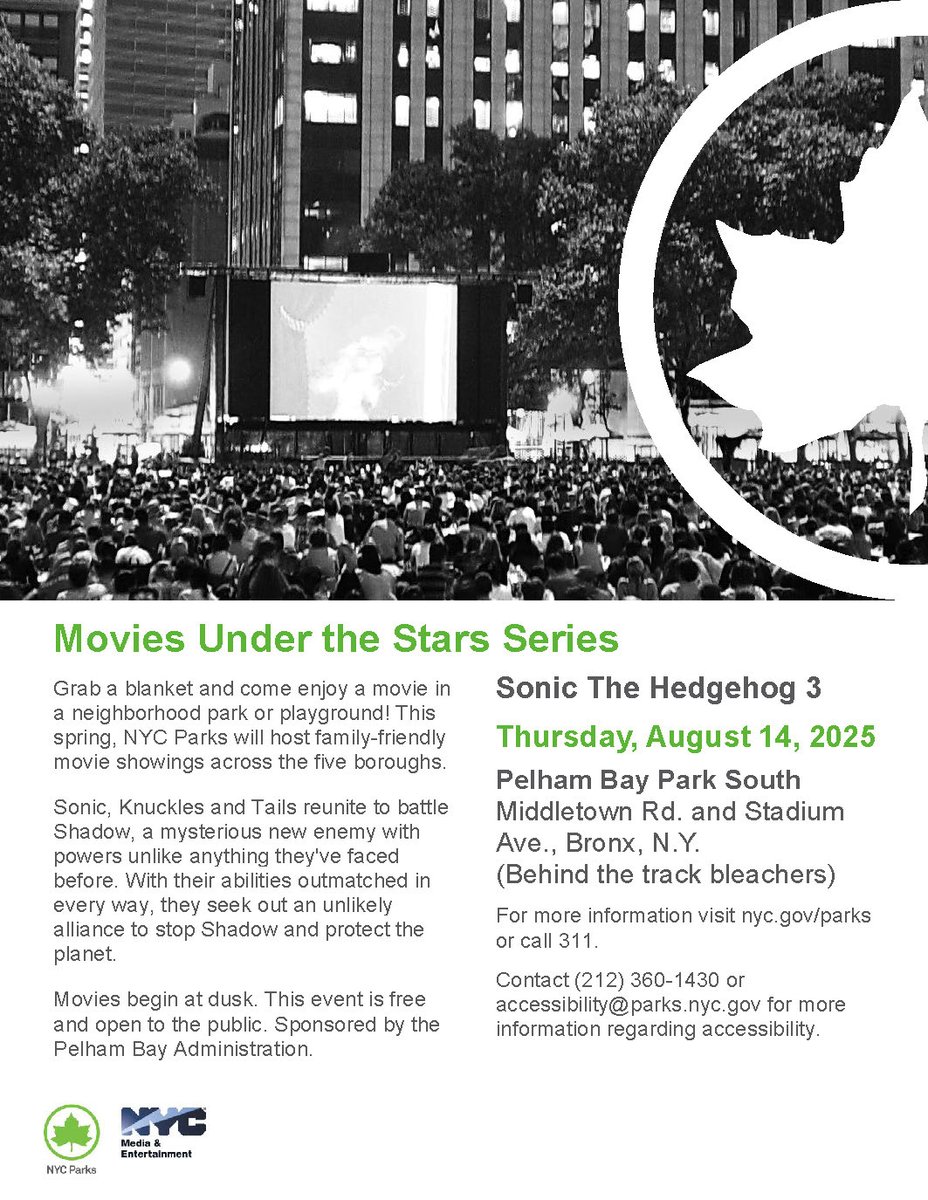 Catch a movie with us tonight! Join us for Sonic 3 on the lawn behind the bleachers, near Middletown Rd &amp; Stadium Ave. Free!