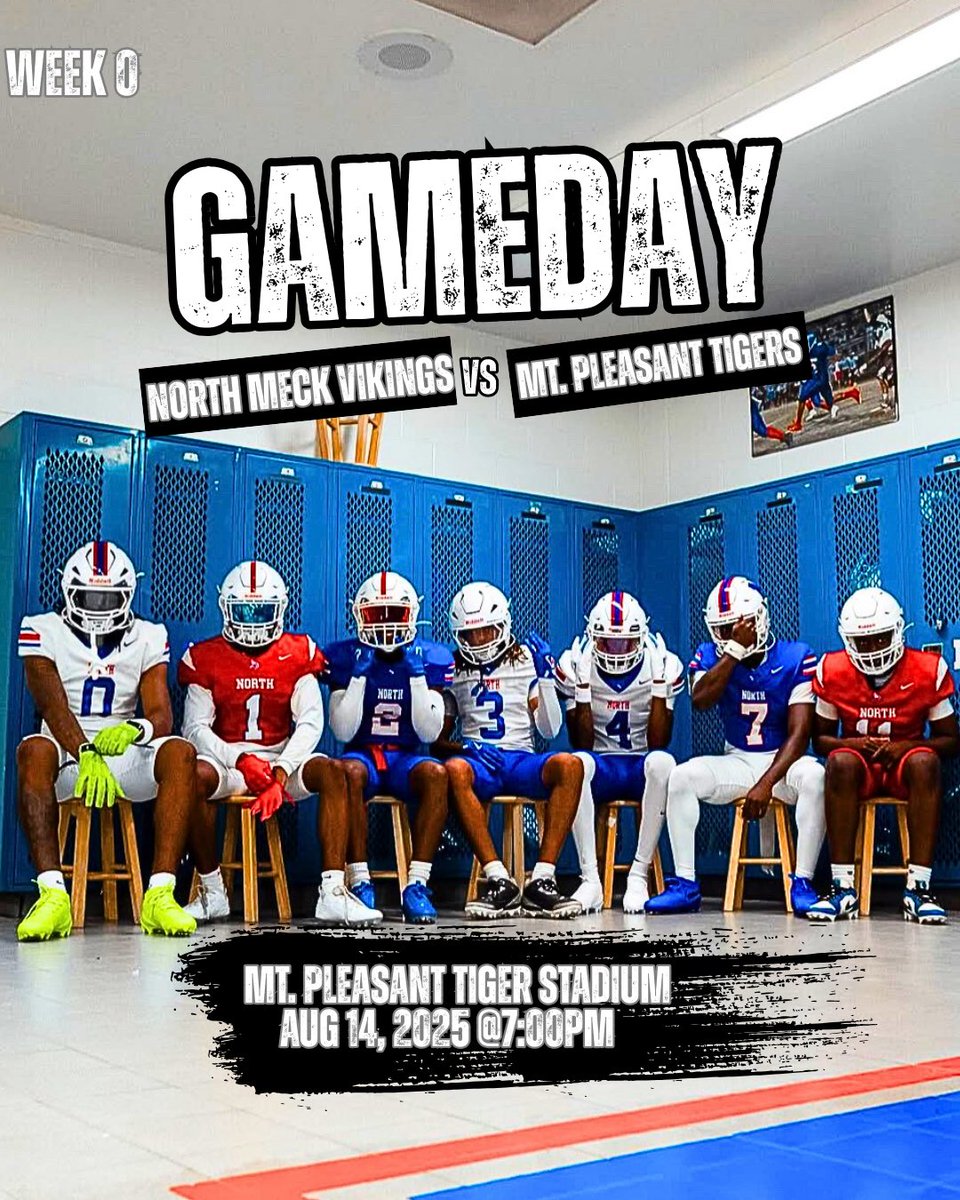 ITS GAMEE DAY ‼️‼️ 
   I will be keeping you updated on scores and player spotlight. Come Support your NorthMeckVikings <a href="/7pm/">Huong Le</a>