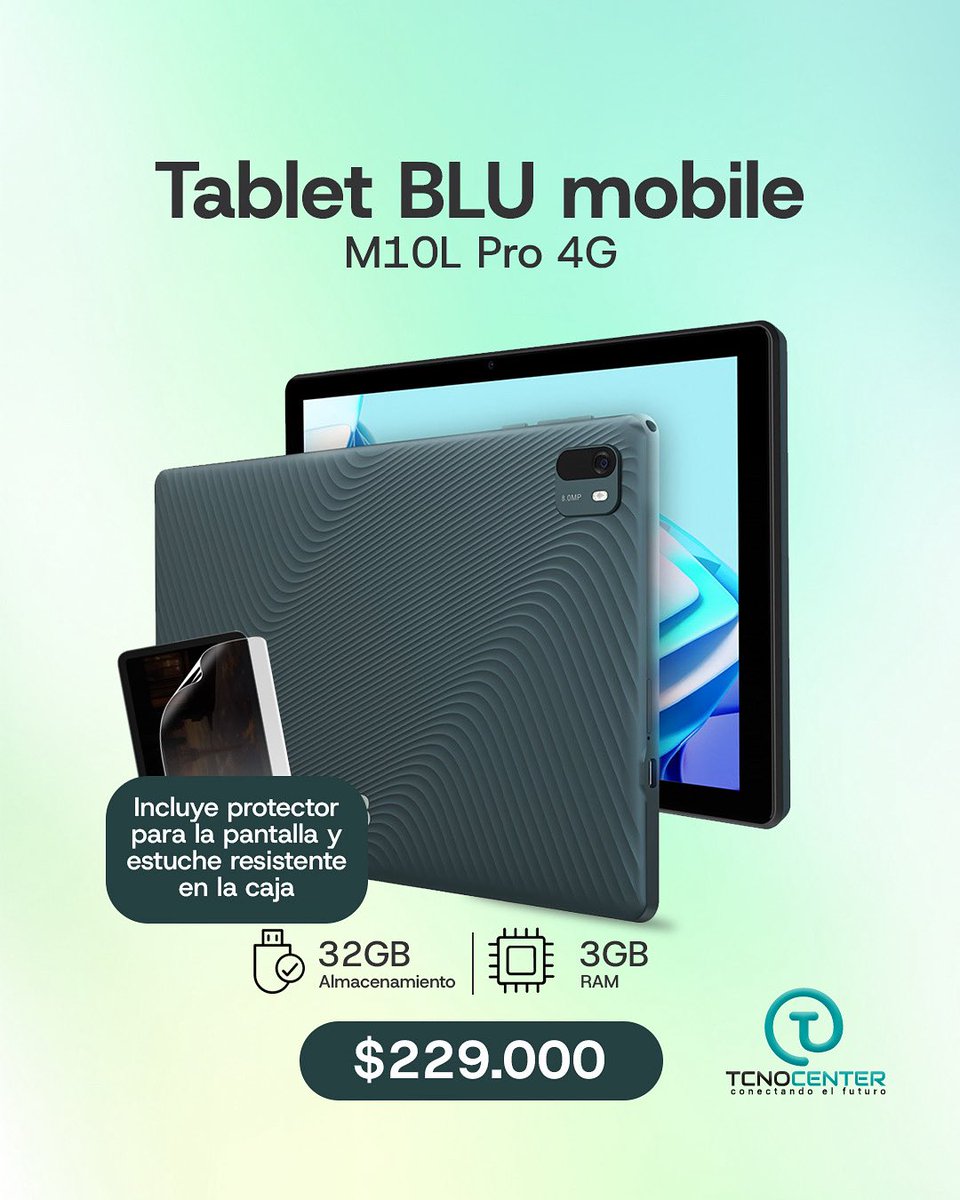 TcnocenterC's tweet image. 🚀 Potencia y estilo en tus manos 🚀
La Tablet BLU M10L Pro 4G es tu aliada para estudiar, trabajar y divertirte sin límites.
💥 Llévatela hoy por solo $229.000 💥
📦 Disponible en TCNOCENTER – conectando el futuro contigo
#tcnocenter #tecnologia #tecnologíaqueinspira