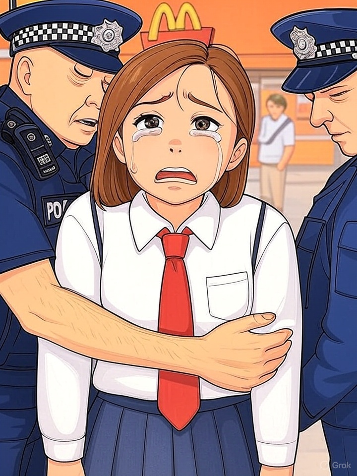 Steev_Chong's tweet photo. 1/5 Shocking priorities in UK law enforcement. A 13-year-old girl was arrested at a McDonald's by @MerPolWirral in the UK simply for being unaccompanied after 5 PM, due to a store policy aimed at curbing disruptive behavior from minors. #migration https://t.co/QAjJu6OyJN