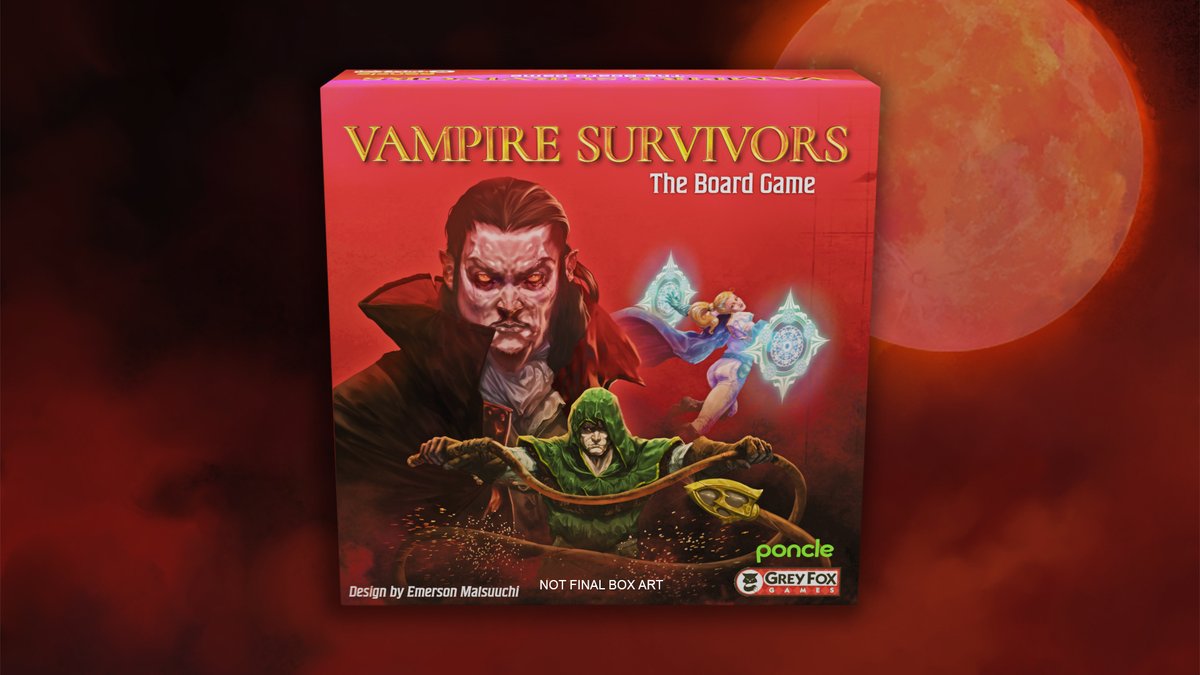 Vampire Survivors is coming to a tabletop near you 🦇

That's right we're getting a board game, because playing Vampire Survivors on several digital platforms isn't enough!

Kickstarter coming in Autumn 2025 🍂