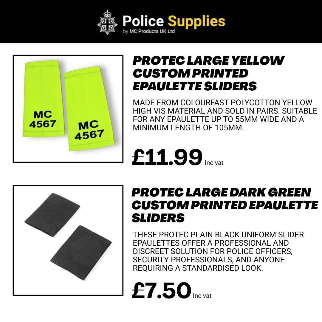 Police_Supplies's tweet image. Police Supplies has your name and number covered! 
ㅤㅤㅤ 
We offer a diverse selection of EPAULETTES suitable for police, ambulance, security, and more.  👉 police-supplies.co.uk/uniform-clothi… 

#policeofficer #paramedic #medic #epaulettes #sliders #workwear #uniform #policesupplies #protec