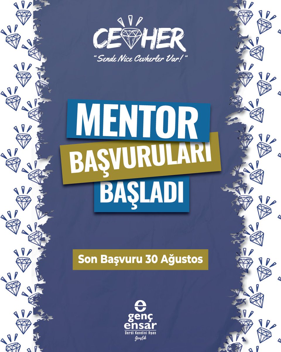 GencEnsarGM's tweet photo. 💎 Mentor Başvuruları Başladı! 

Cevher Projesi’nde mentör; gençlere ilham veren, gelişim yolculuklarında yanlarında olan rehberdir.

Sen de gençlerin potansiyellerini keşfetmelerine destek olmak istiyorsan başvurunu hemen yap!

📅 Son Başvuru: 30 Ağustos
🔗 Başvurular için: https://t.co/EfHjhOapfW

#GençEnsar #SendeNiceCevherlerVar