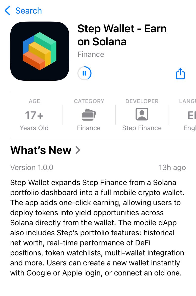 Step Wallet App Store screenshot showing features and description