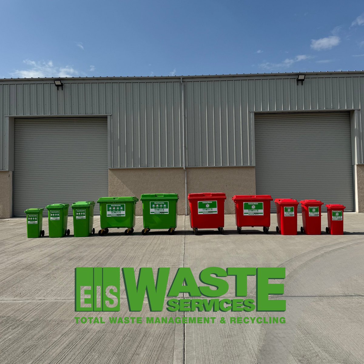 Our wheelie bins looking good in the sun and ready for your site! ☀️

♻️ Sizes - 120L, 240L, 360L, 660L, 1100L 
♻️ Suitable for multiple waste streams 
♻️ Lockable to prevent fly tipping 
♻️ Flexible collection schedules to suit your requirements 
♻️ Colour coded to encourage