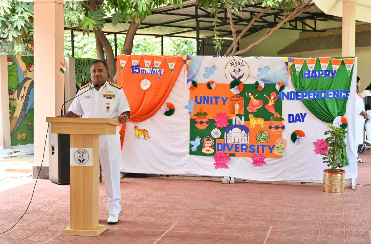 🇮🇳 Celebrations of #IndependenceDay2025  Sankalp, Vizag — a Special Education Advisory Centre for children with special needs.

⚓️Presided over by VAdm B Sivakumar, DGNP(V), the occasion featured a vibrant cultural programme by the students of Sankalp. 

✨A standout
