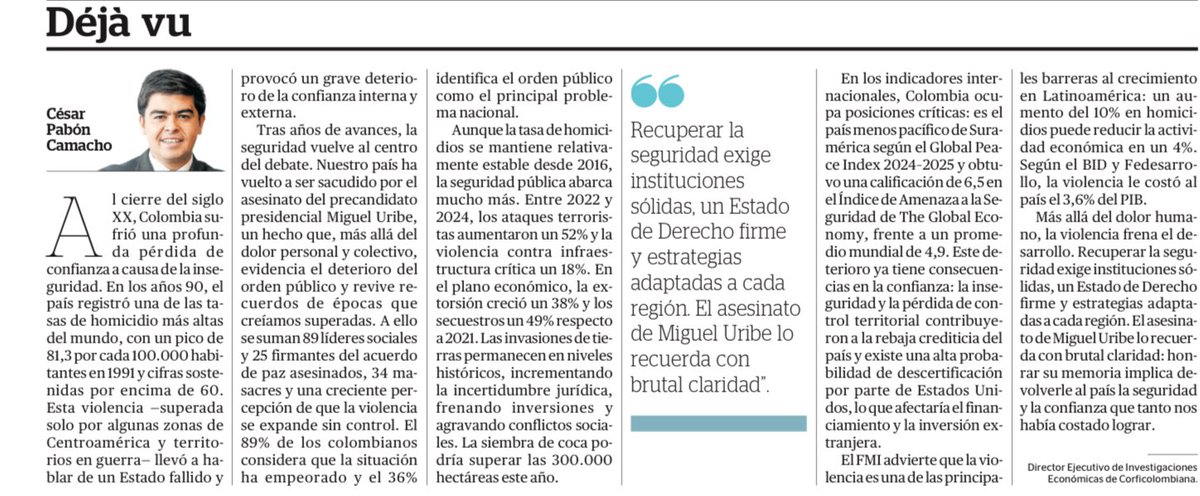 En días en los que ha sido difícil levantar la cabeza, esta semana en mi columna solo pude escribir sobre lo que Miguel nos repitió una y otra vez antes de partir y que su brutal asesinato confirma: ese horrible déjà vu que vivimos, la inseguridad. Este pequeño homenaje, más que