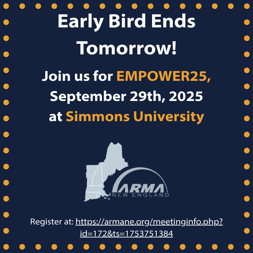 ⏳ 1 Day Left to Save!  
Don’t miss your chance to join us on September 29 in Boston for: 
✅ Expert-led sessions on AI, cyber, and privacy 
✅ Inspiring keynote speakers 
✅ Meaningful networking with IG &amp; RIM professionals 
💸 Save $25 when you register today!