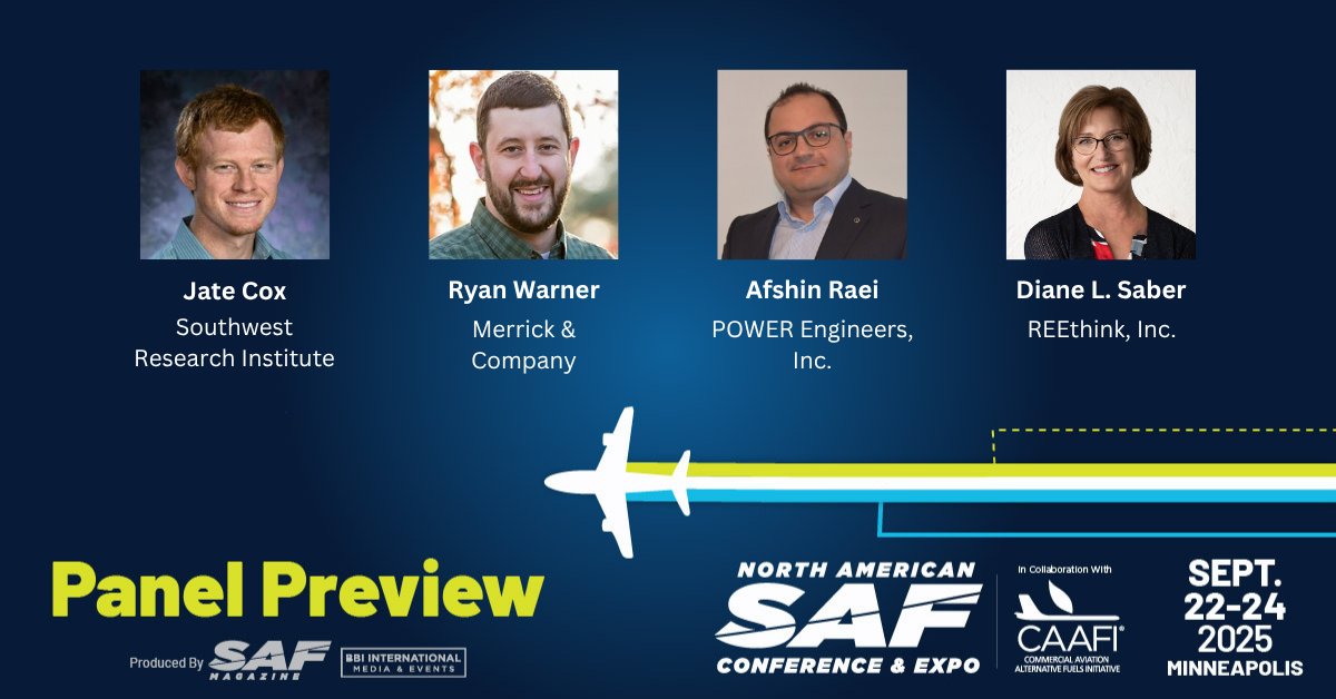 SAF Magazine (@saf_magazine) on Twitter photo #SAFC Panel Preview: Scaling SAF Pathways Beyond Unconventional Feedstocks. Featuring <a href="/SwRI/">Southwest Research Institute</a> , <a href="/MerrickCompany/">Merrick & Company</a> , <a href="/PWREngineers/">POWER Engineers</a> and REEthink, Inc.
View the full agenda at saf.bbiconferences.com/ema/DisplayPag… #SAFC Panel Preview: Scaling SAF Pathways Beyond Unconventional Feedstocks. Featuring <a href="/SwRI/">Southwest Research Institute</a> , <a href="/MerrickCompany/">Merrick & Company</a> , <a href="/PWREngineers/">POWER Engineers</a> and REEthink, Inc.
View the full agenda at saf.bbiconferences.com/ema/DisplayPag…