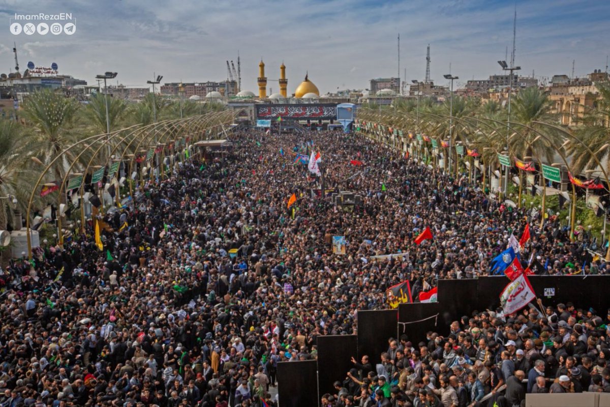 ImamRezaEN's tweet photo. On the day of Ashura, they denied Imam Hussain (as) a drop of water.

On Arbaeen, oceans flood his sacred shrine.

#Arbaeen2025 https://t.co/tkxZ6RaGja
