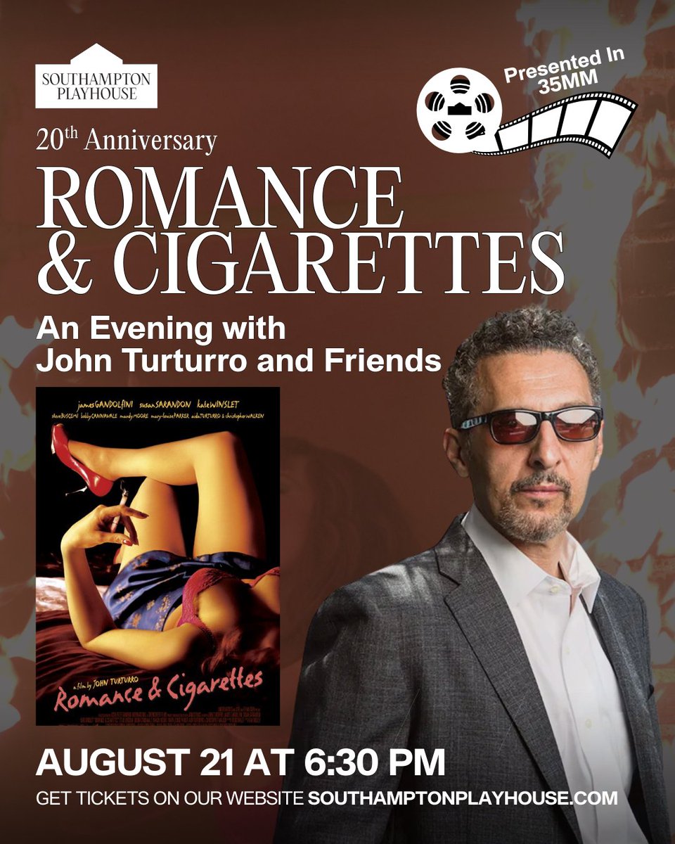 Romance &amp; Cigarettes in rare 35MM screening—the first since our reopening. After the film, join us for an in-person conversation on the movie’s enduring legacy. Don’t miss this one-night-only celebration of a brilliant artist who never slows down. 

southamptonplayhouse.com/movie/romance-…