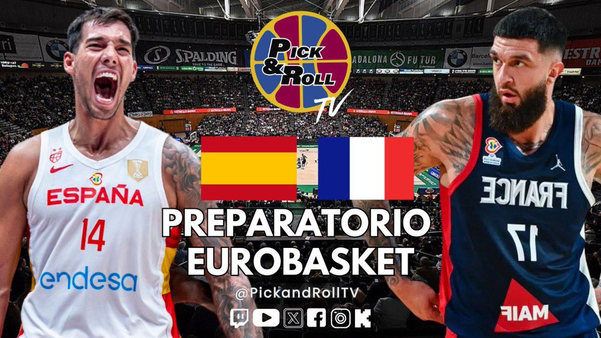 SalvatoRRR_OMG's tweet photo. Preparatorio Eurobasket 2025:

🏀 ESPAÑA vs FRANCIA

A partir de las 20:00h, en Pick And Roll TV:

🎥 MULTICONEXIÓN BADALONA
🔎 PREVIO
🎙️ NARRACIÓN PARTIDO

📺 Vívelo con nosotros en: 

🔴 https://t.co/DVjmC3Y23s 
🟣 https://t.co/vI15AfaL3h 
🟢 https://t.co/orFdhLdDev 

¡Estamos de vuelta!

#lafamilia #EuroBasket