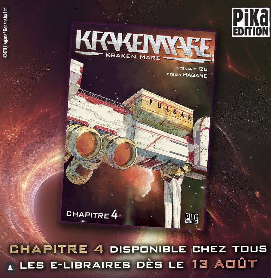 [KRAKEN MARE]
La version simulpub française de <a href="/pikaedition/">Pika édition</a> rattrape petit à petit la publication japonaise de l'Afternoon de Kodansha !

Le chapitre 4 avec les fantastiques dessins de <a href="/Hagane73/">max 鋼 hagane</a> est dispo pour moins d'1 € 🥰

➡️pika.fr/livre/kraken-m…