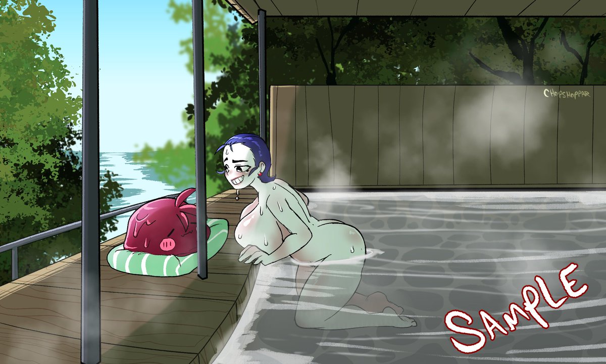 OPEN HOT SPRING YCH 
-Open Background, available for SFW and NSFW
-50$ per character first come first serve. (maximum 5 characters) 
-DM refs, expression, dialogue.
-Additional details like drinks/smol friends are free
-Open to any gender, furries and humans. 
#ych