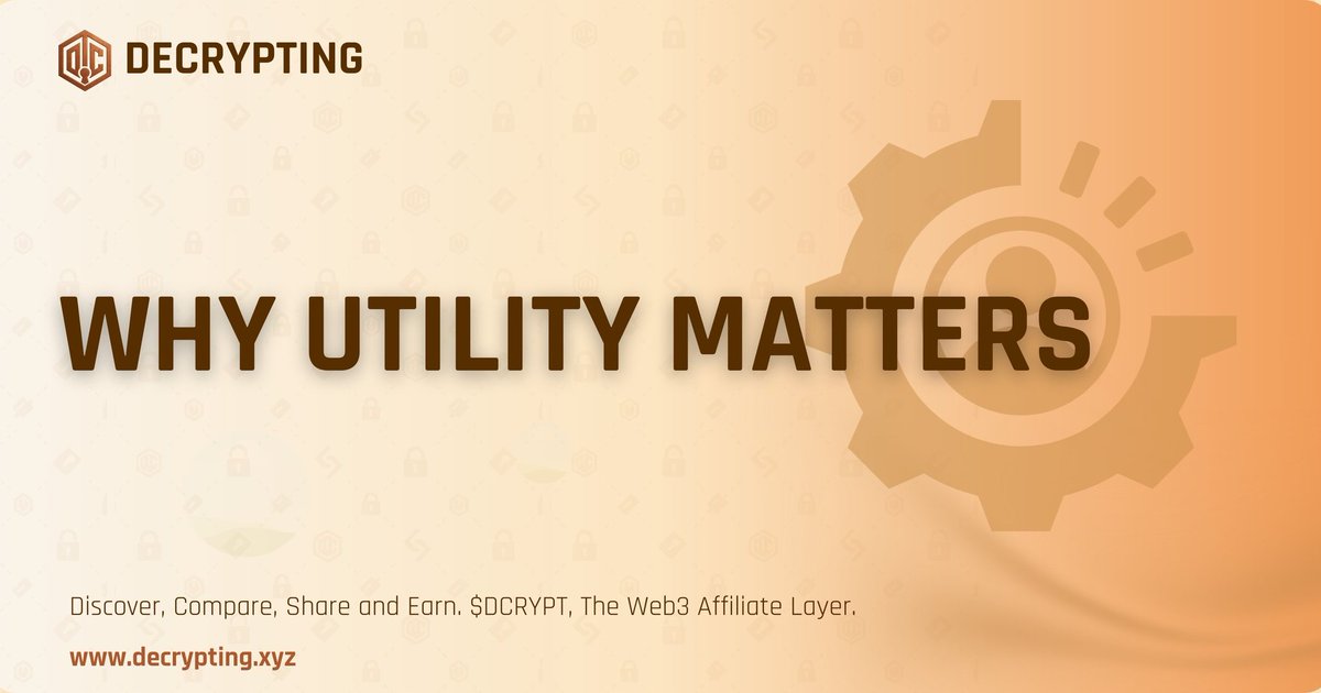 Hype burns fast. Utility lasts. ⚡️
$DCRYPT isn’t built on vibes  it’s backed by:
💰 Partner exchange revenue
🎁 Ecosystem perks
🗳 Future governance power
📈 Real-world activity
You’re not late on <a href="/Decrypting_xyz/">Decrypting</a> you’re early.
#DCRYPT #Web3 #CryptoAlpha