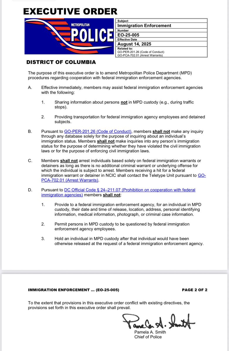 Mark Segraves (@segravesnbc4) on Twitter photo BREAKING: DC Police Chief issues new executive orders allowing police to notify ICE about subjects not in custody, including during traffic stops and to help ICE in the transportation of detained suspects. <a href="/nbcwashington/">NBC4 Washington</a> BREAKING: DC Police Chief issues new executive orders allowing police to notify ICE about subjects not in custody, including during traffic stops and to help ICE in the transportation of detained suspects. <a href="/nbcwashington/">NBC4 Washington</a>