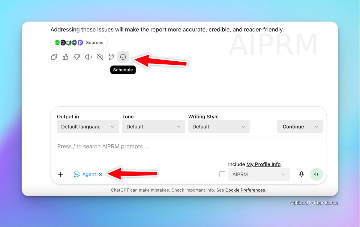 Besides "normal" scheduled tasks in ChatGPT, it is already possible to also schedule tasks using Agent mode

Just click the "Schedule" icon next to a response in Agent mode