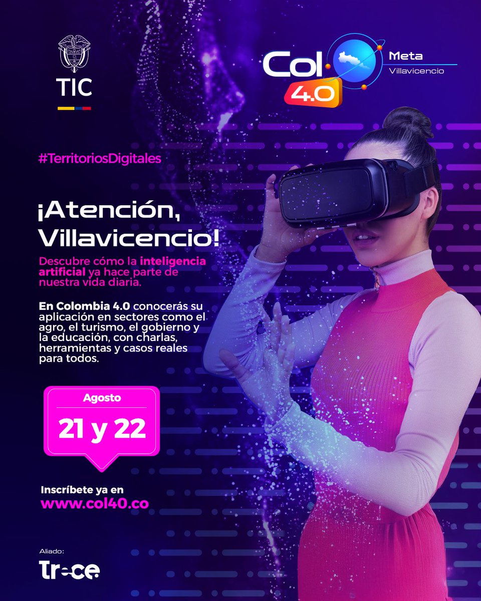 @Transforma_Dig (@transforma_dig) on Twitter photo #Col40 I Aprende a llevar un videojuego de la idea al prototipo y descubre las tendencias que mueven la industria.
📅 21 y 22 de agosto – 📍 Villavicencio
No te pierdas <a href="/Col4punto0/">Colombia 4.0</a>, un evento del <a href="/Ministerio_TIC/">Ministerio TIC</a>.
Inscríbete gratis aquí 👉 col40.co #Col40 I Aprende a llevar un videojuego de la idea al prototipo y descubre las tendencias que mueven la industria.
📅 21 y 22 de agosto – 📍 Villavicencio
No te pierdas <a href="/Col4punto0/">Colombia 4.0</a>, un evento del <a href="/Ministerio_TIC/">Ministerio TIC</a>.
Inscríbete gratis aquí 👉 col40.co