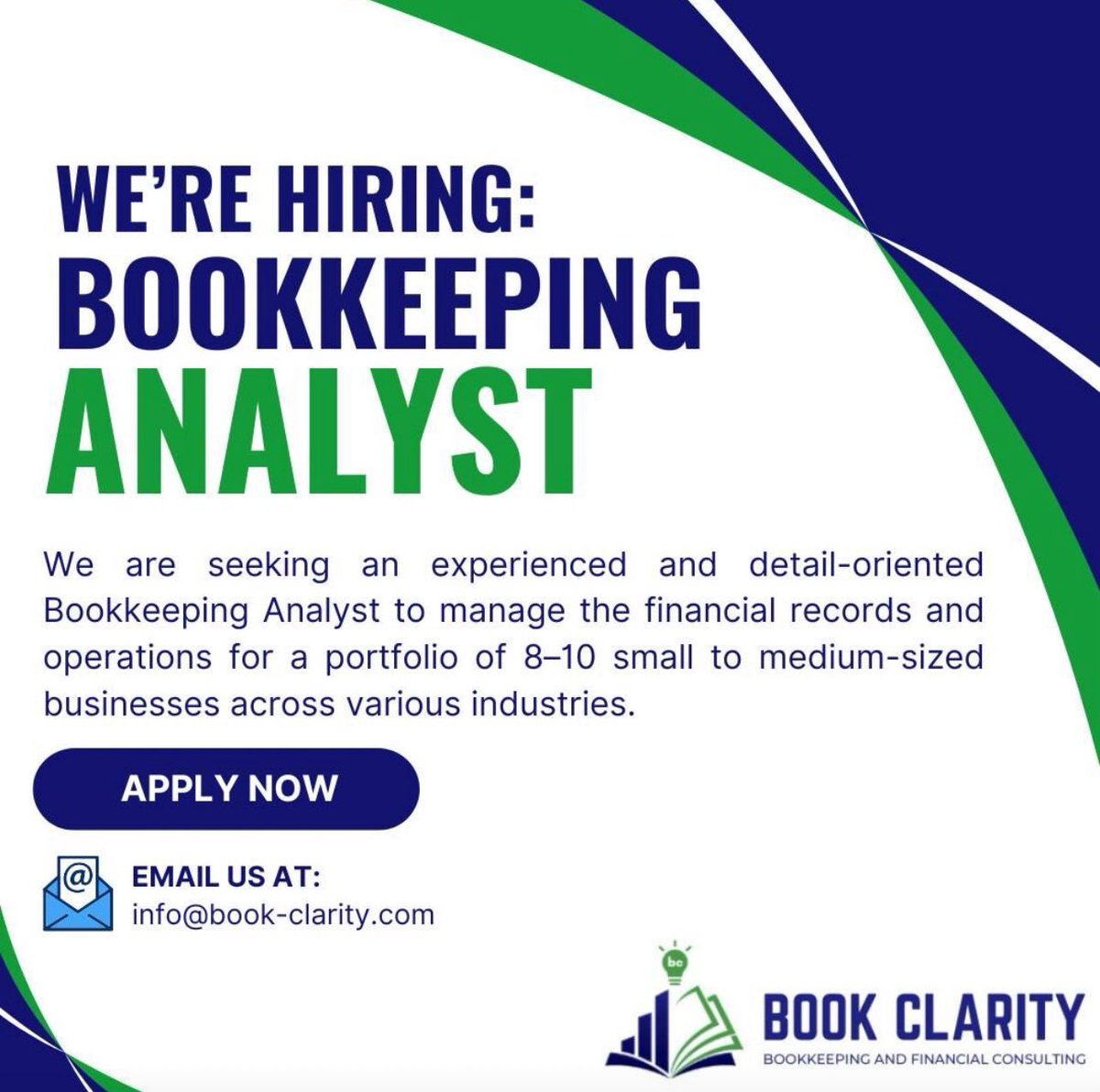 AssadAlbert's tweet photo. 🌐 We’re Hiring: Bookkeeping Analyst at Book Clarity! 💼 

Join a bookkeeping firm that goes beyond numbers! Book Clarity is your strategic financial partner with a stellar client reputation.

Ready to make real impact?
Email info@book-clarity.com or visit https://t.co/Pd3AbklMbP https://t.co/nsdnpUP0qj