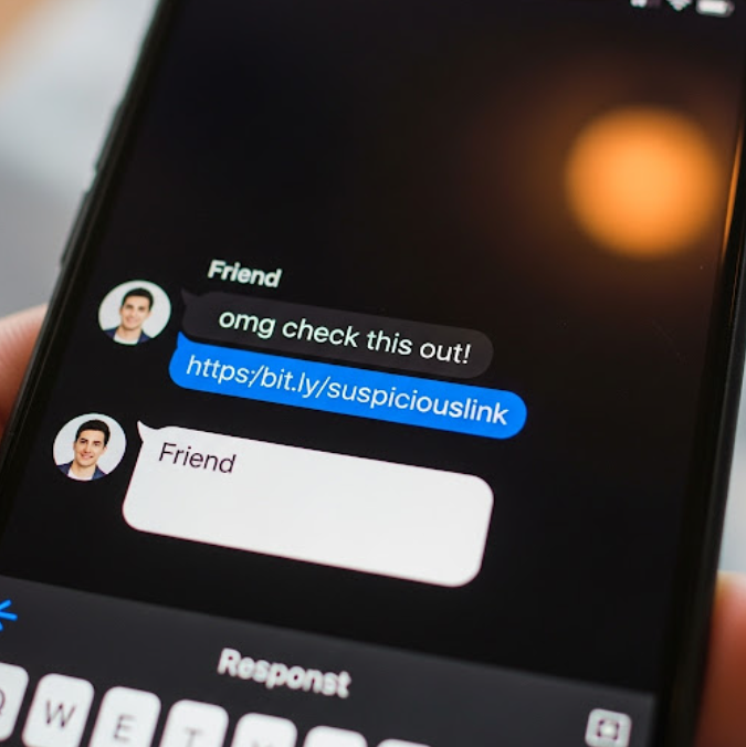 NISDTechServ's tweet image. Got a weird link from a friend or a random email? 🤨 Even if you know the person, their account could be hacked. Don't click it! It could be a phishing scam to steal your info. Ask them in person or in a new message if they really sent it. #BeCyberSmart #Phishing #StudentTips