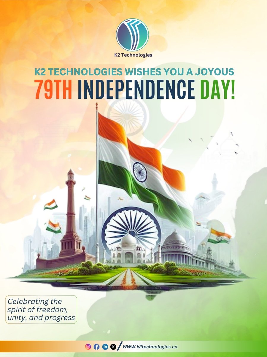 k2technologies_'s tweet photo. 🇮🇳 K2 Technologies wishes everyone a Happy 79th Independence Day!
Let’s celebrate the spirit of freedom, unity, and progress that makes our nation shine. ✨

Jai Hind! 🙌
#IndependenceDay #IndependenceDay2025 #K2Technologies #HappyIndependenceDay #ProudToBeIndian #IndiaAt79 https://t.co/W66WqxJ5n2