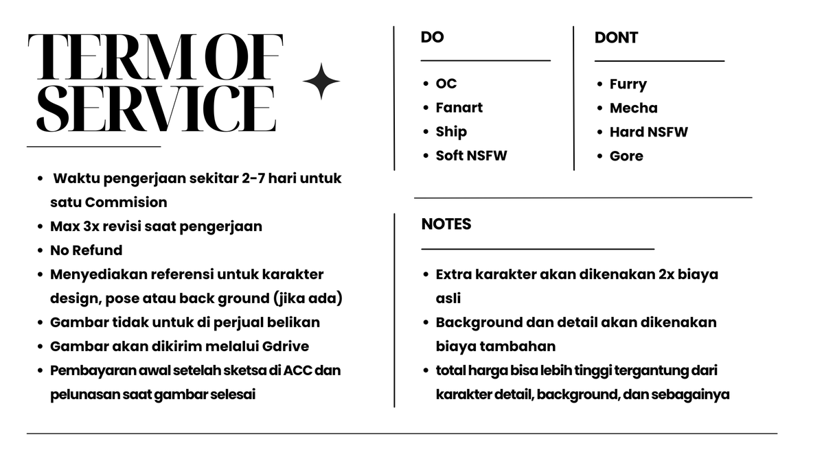 ✨ Open Commission ✨

♡ + ↻ are very appreciated!

Hi, I'm opening commissions for local(id), there still 4 slots for month, feel free to dm me if you're interested! 

#opencommission #commission #commissionsopen #artidn #zonakaryaid #artistindonesia #WTB