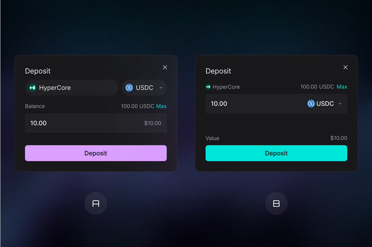 Working on the deposit modal for Silhouette.

Which do you prefer?