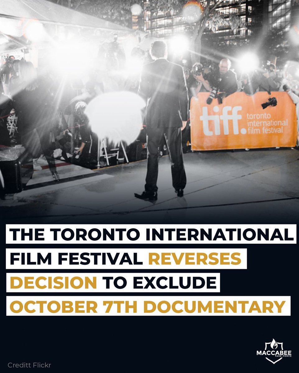 The Toronto International Film Festival (TIFF) reversed its initial decision to exclude the October 7th documentary by Barry Avrich, "The Road Between Us – The Ultimate Rescue.”

The Toronto Jewish Film Creators Network sent a letter to TIFF executives concerning "discrimination