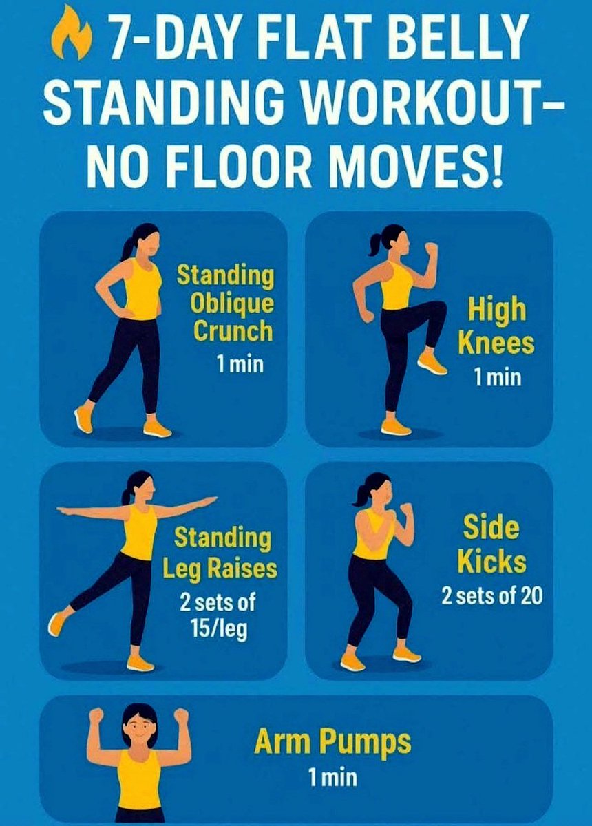 7 Day Flat Belly Standing Workout✨️
