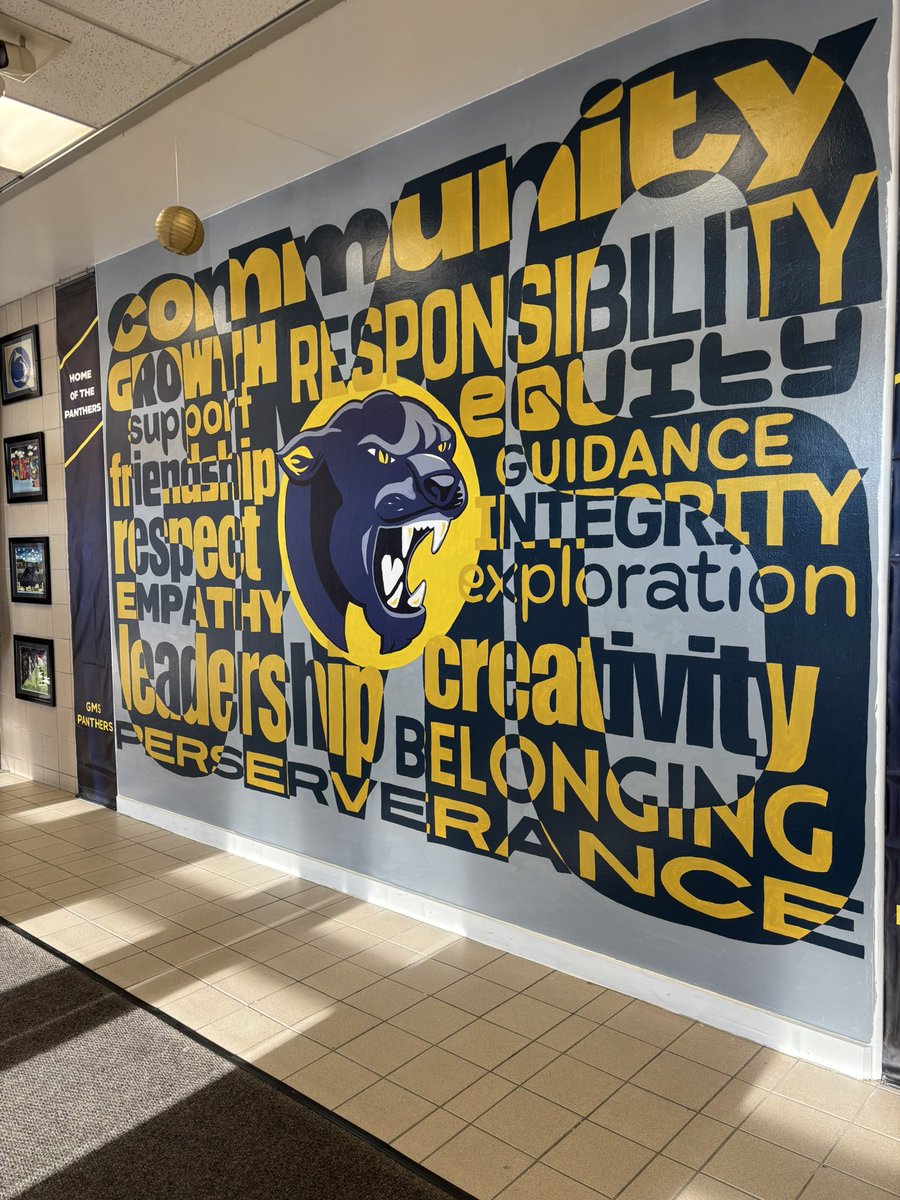 Our brand new mural completed, from start to finish, by our very own, art teacher extraordinaire, Mr. Wiechec!!! #100positives