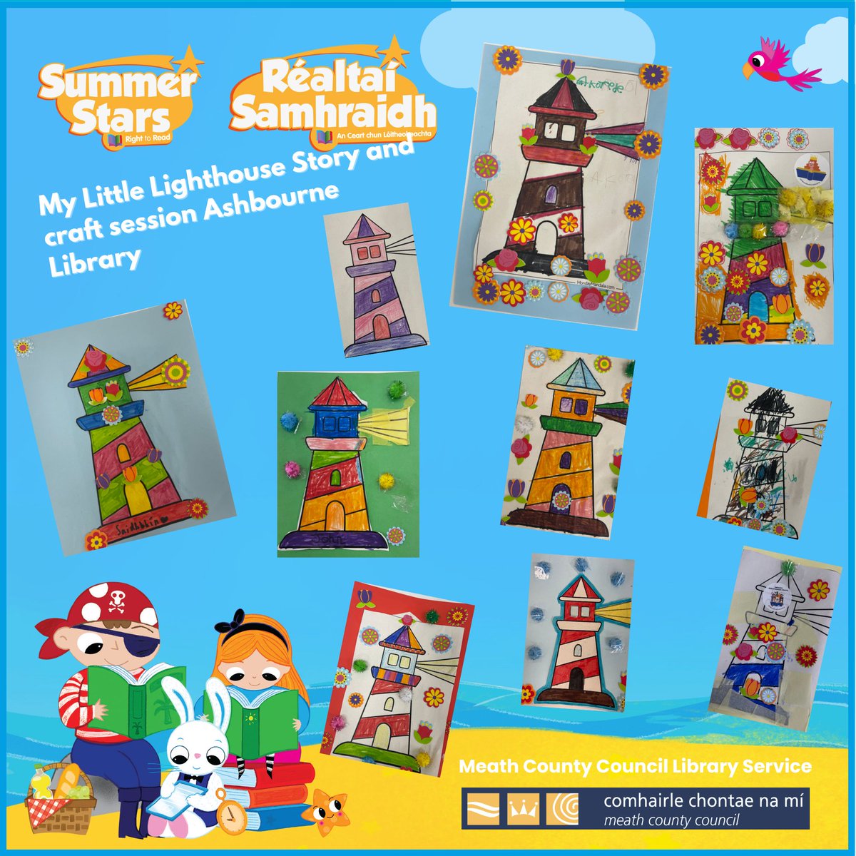 Some of the fab designs the children came up with for our lighthouse story and craft artwork event held yesterday at Ashbourne library.