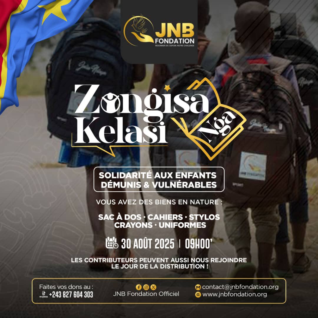 jnb_fondation's tweet photo. Rentrée scolaire 2025-2026
JNB Fondation organise un don de fournitures pour les enfants démunis.
Joignez-vous à nous et apportez vos dons pour leur redonner le sourire !
@MinasRDC @Evebazaiba @Pourelleinfo1 @Joliendaya @molobeli_yabasi @MinSanteRDC @MinisterEDU_NC https://t.co/izMrafzAPc