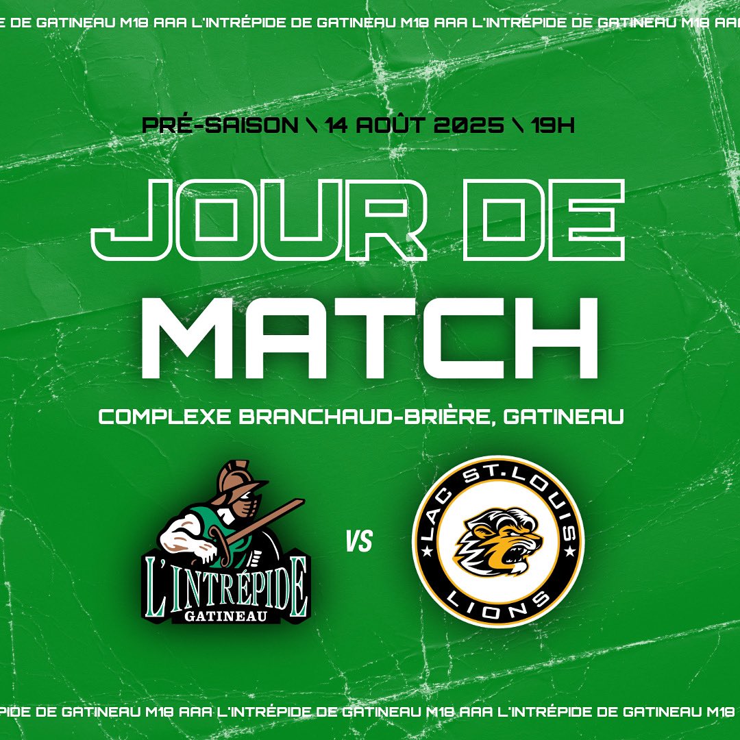 Les Lions du Lac St-Louis sont les visiteurs ce soir 🦁

📍CBB, Gatineau
🕖 19h

#intrépidehockey🔰 | #jesuisintrépide🔰